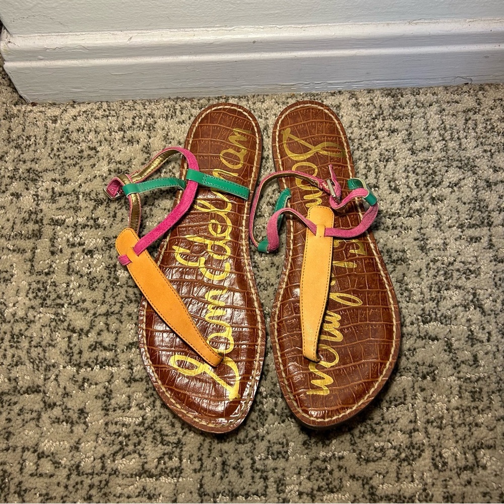 Sam Edelman Gigi Brown & Multi-Colored Strappy Sandals Size 8.5